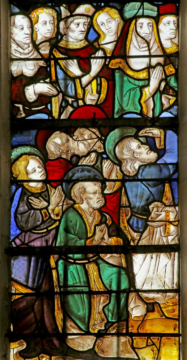 Okno przedstawiające apostołów i innych przy powtórnym przyjściu Chrystusa, 1470-1500 (detal z 2921838) autorstwa French School