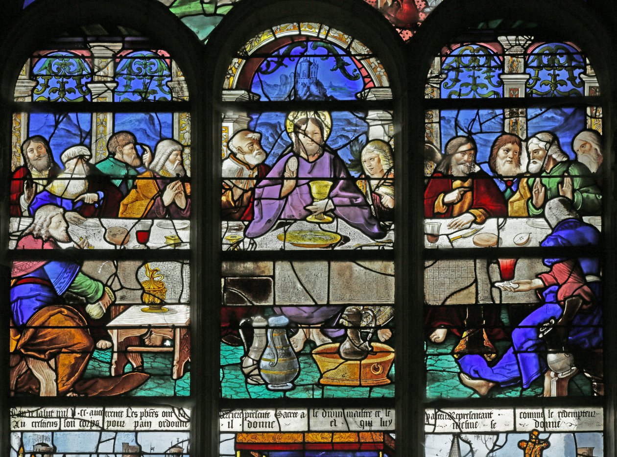 Okno przedstawiające Ostatnią Wieczerzę, fragment z 2921654, 1530 autorstwa French School