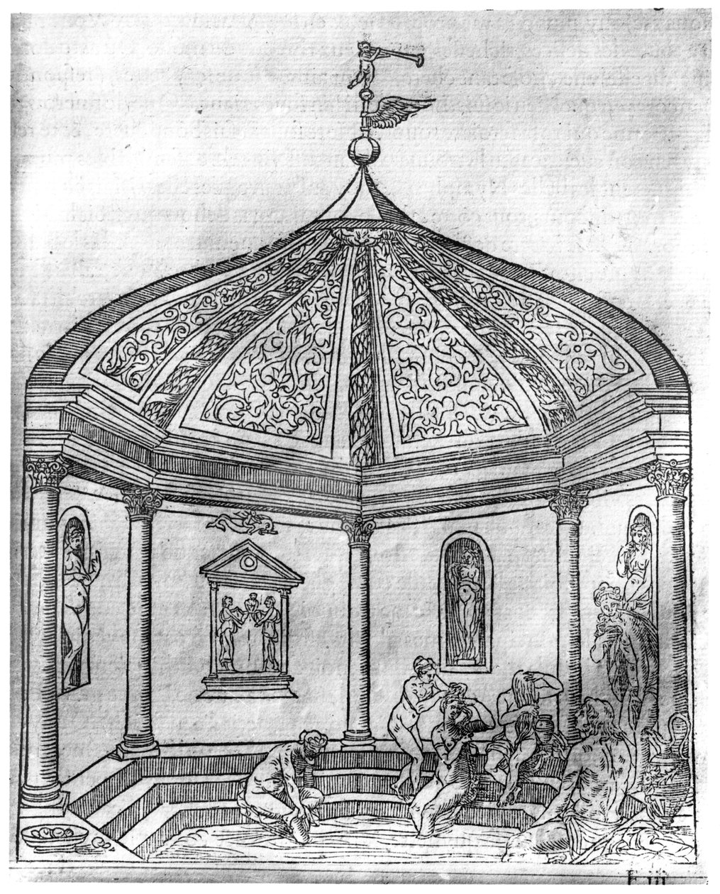 Łaźnie damskie w opactwie Theleme, z „Le Songe de Poliphile” Francois Rabelais (1494-1553) wydanie opublikowane w 1554 r. autorstwa French School