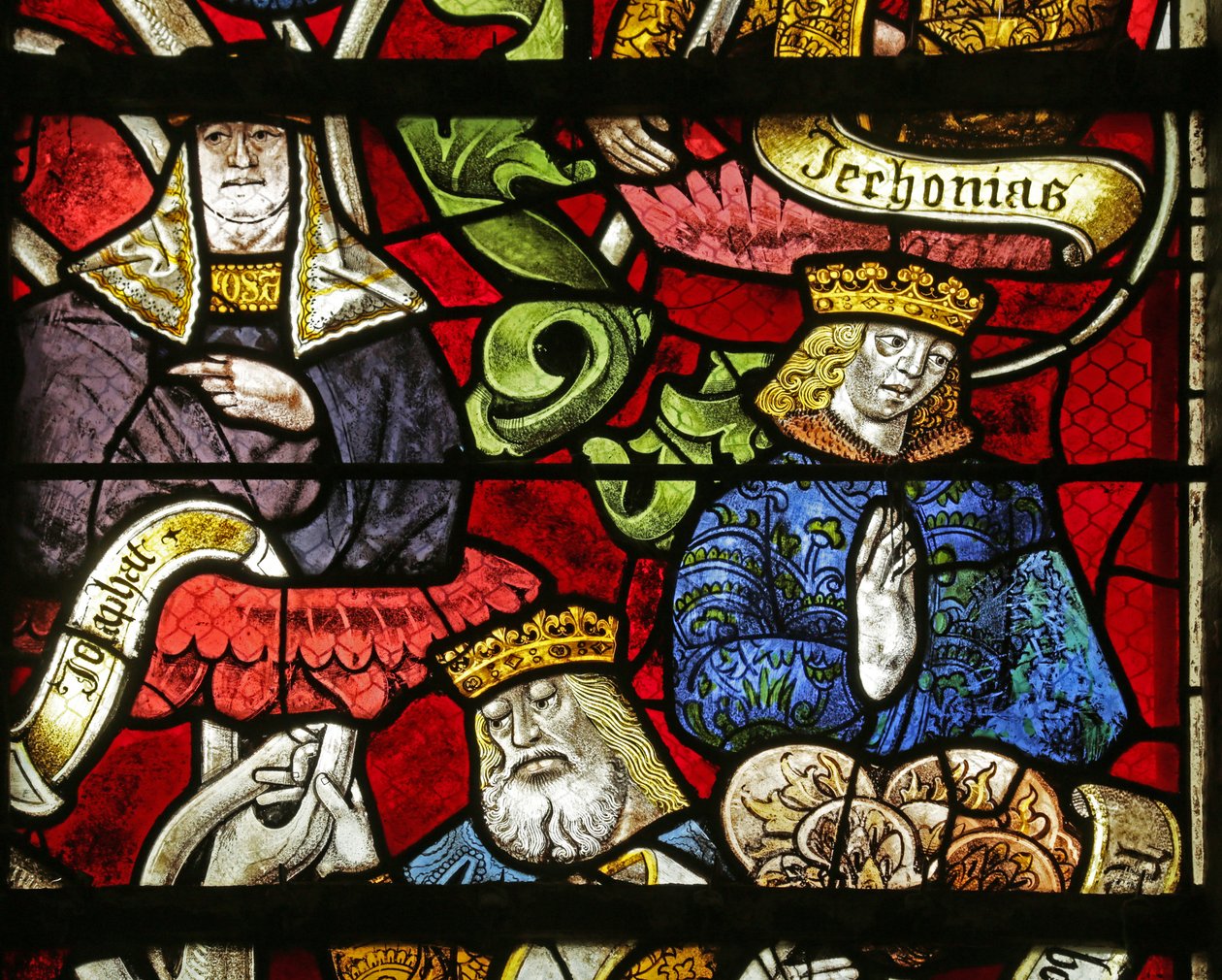 Okno przedstawiające Drzewo Jessego: królów Jechoniasza i Jehozafata, XVI-XX w. autorstwa French School