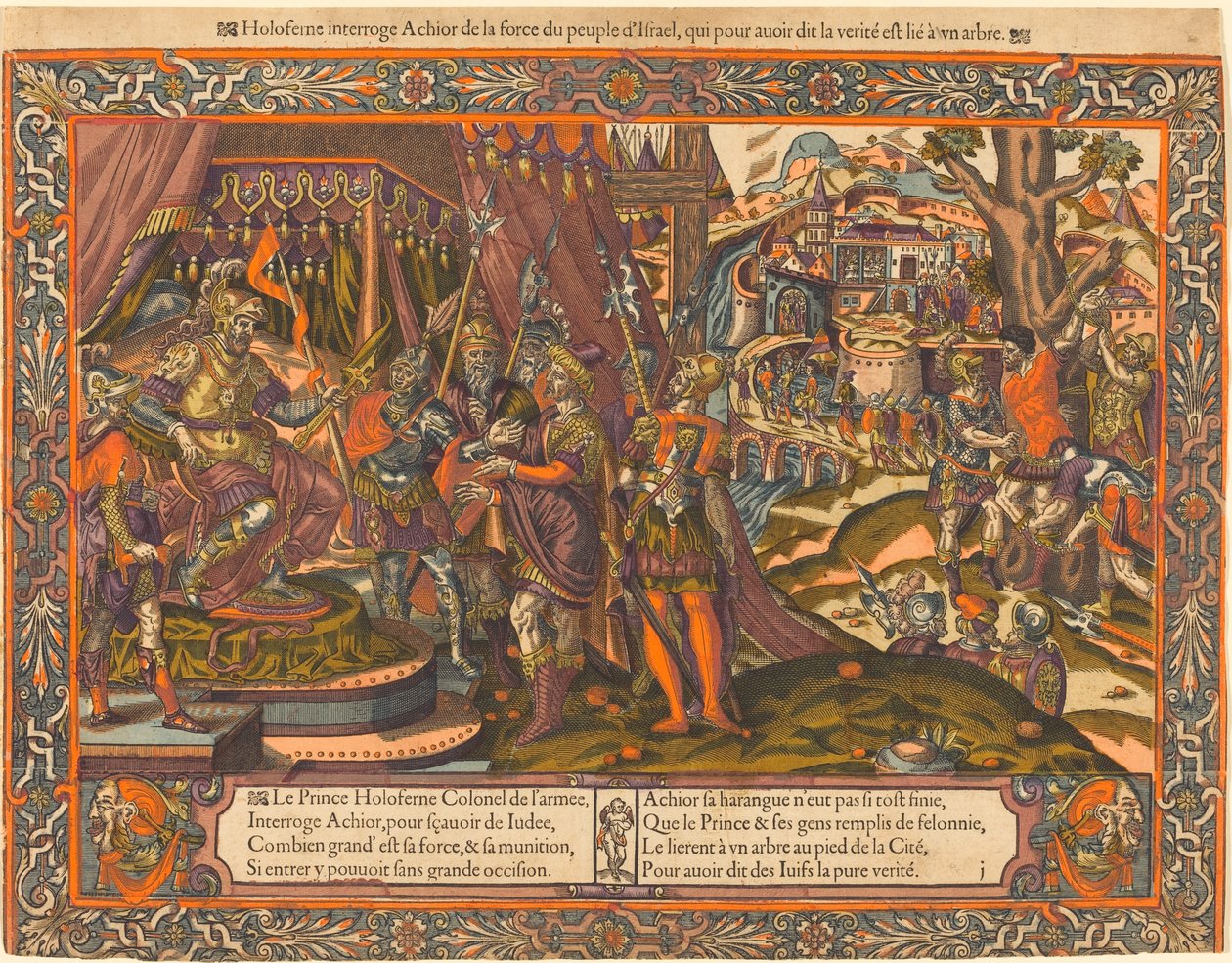 Holofernes przesłuchuje Achiora autorstwa French 16th Century
