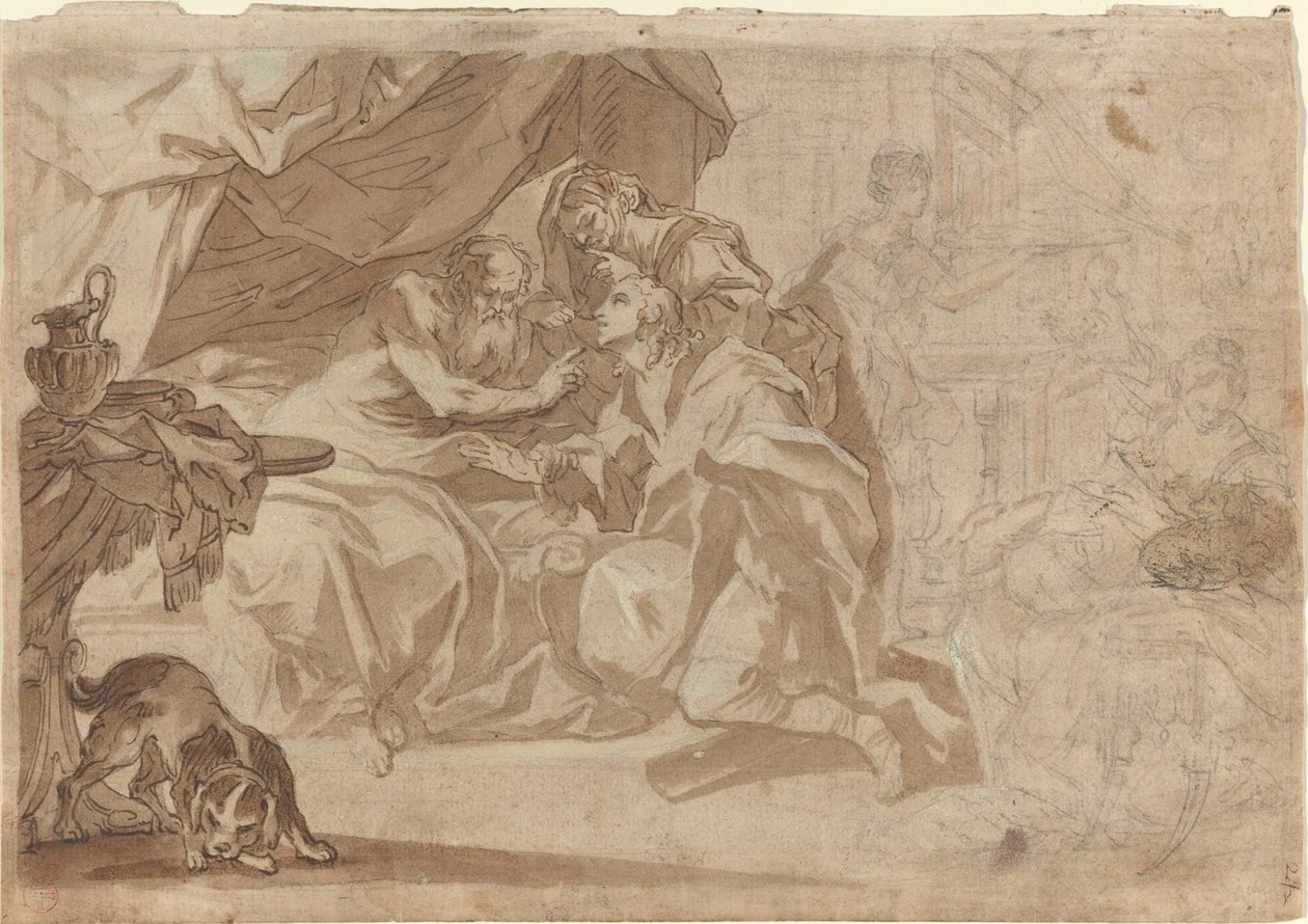Jakub i Rebeka przed Izaakiem [recto] autorstwa French 18th Century
