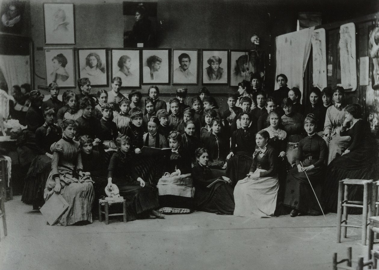 Academie Julian, Paryż, grupa studentów sztuki autorstwa French Photographer