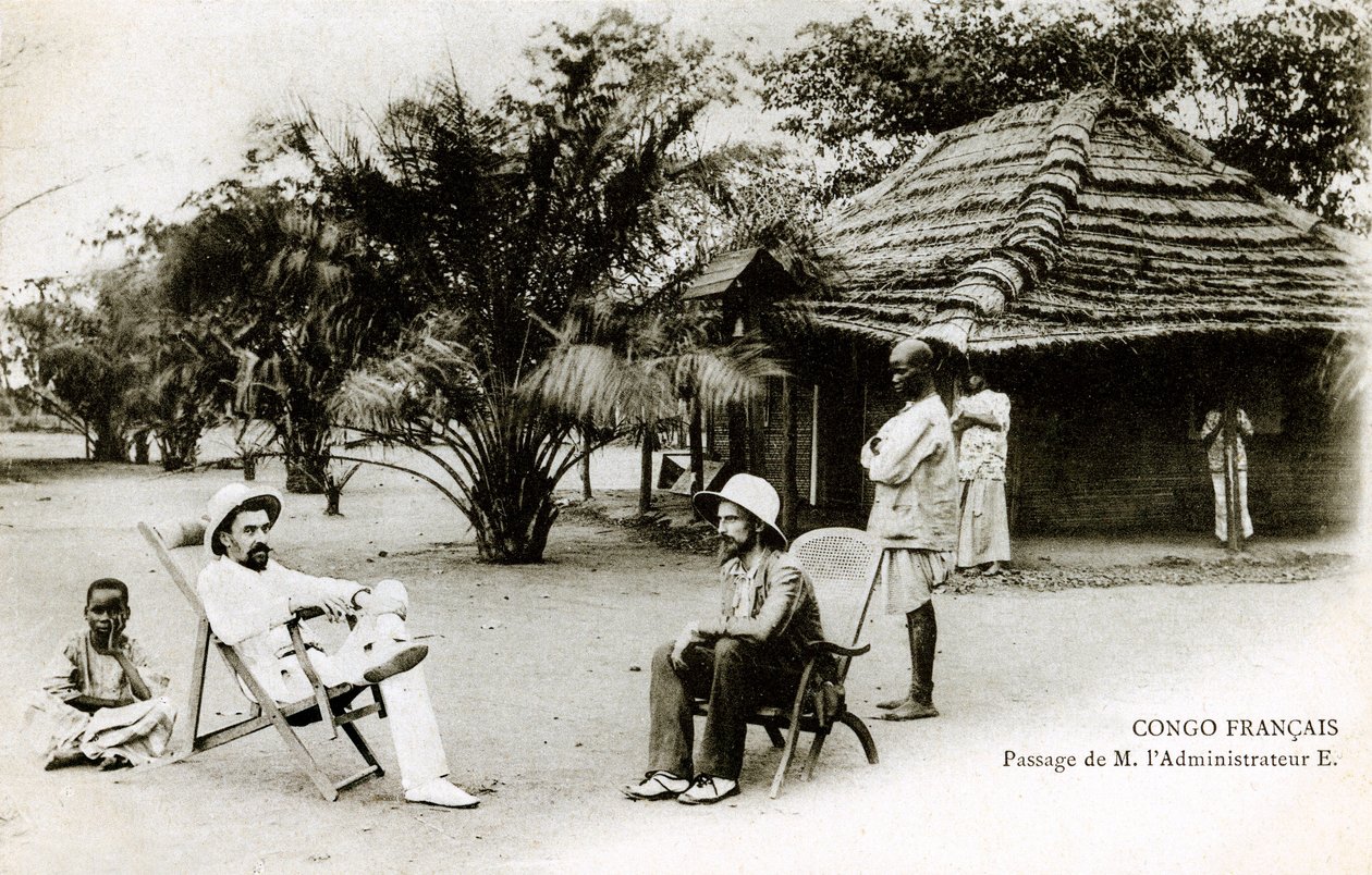 Brazzaville (Francuska Afryka Równikowa - AEF) Congo francais: przejście pana administratora E. początek XX wieku (zdjęcie czarno-białe) autorstwa French Photographer