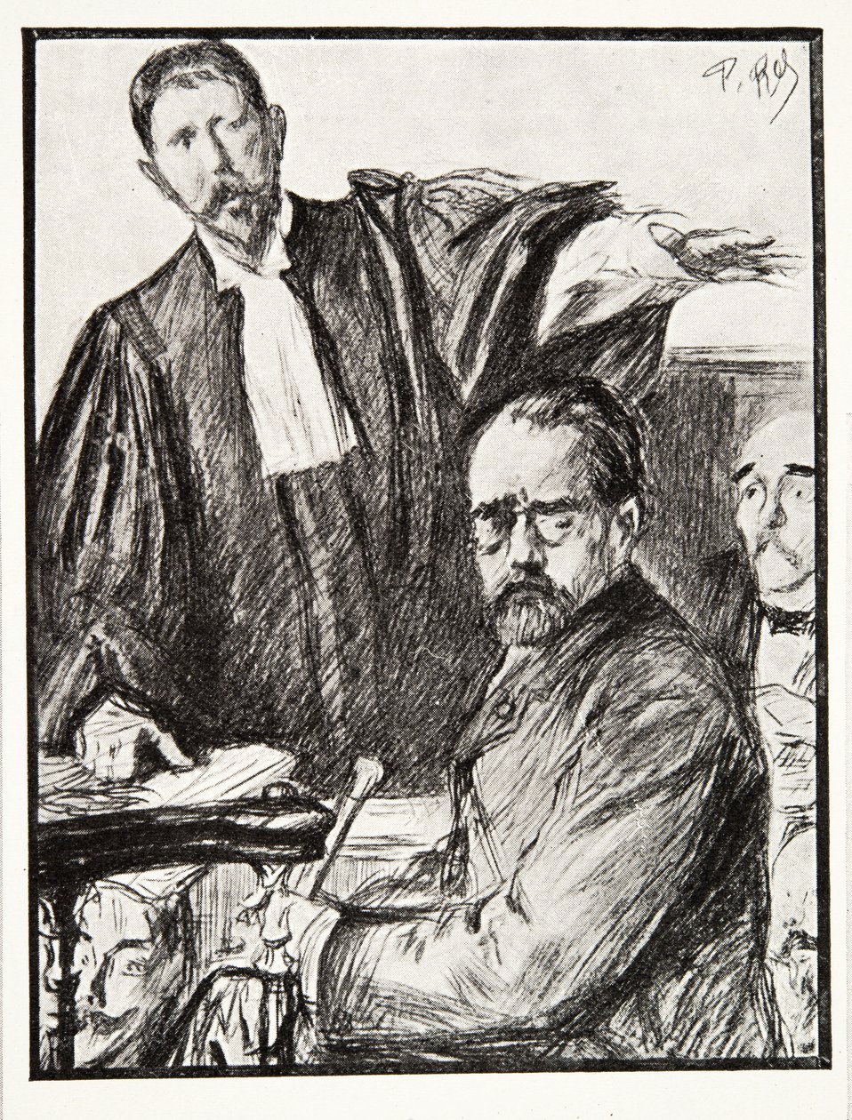 Dreyfus na swoim procesie, z Historii III RP, tom. I, Historia polityczna, wyd. 1933 (lito) autorstwa French Photographer