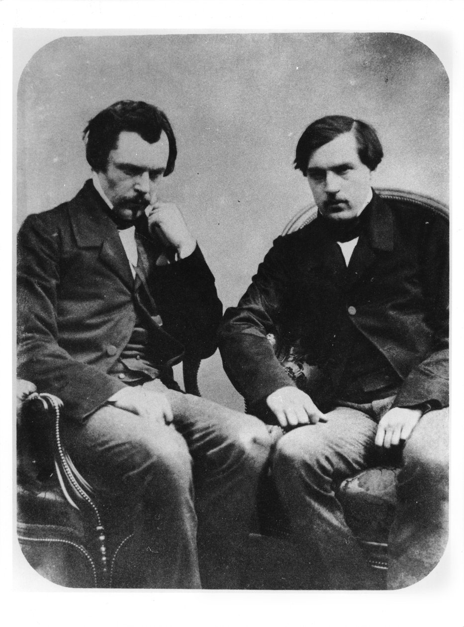 Edmond Louis Antoine Huot de Goncourt (1822-96) i Jules Alfred Huot de Goncourt (1830-70) (dagerotyp) autorstwa French Photographer