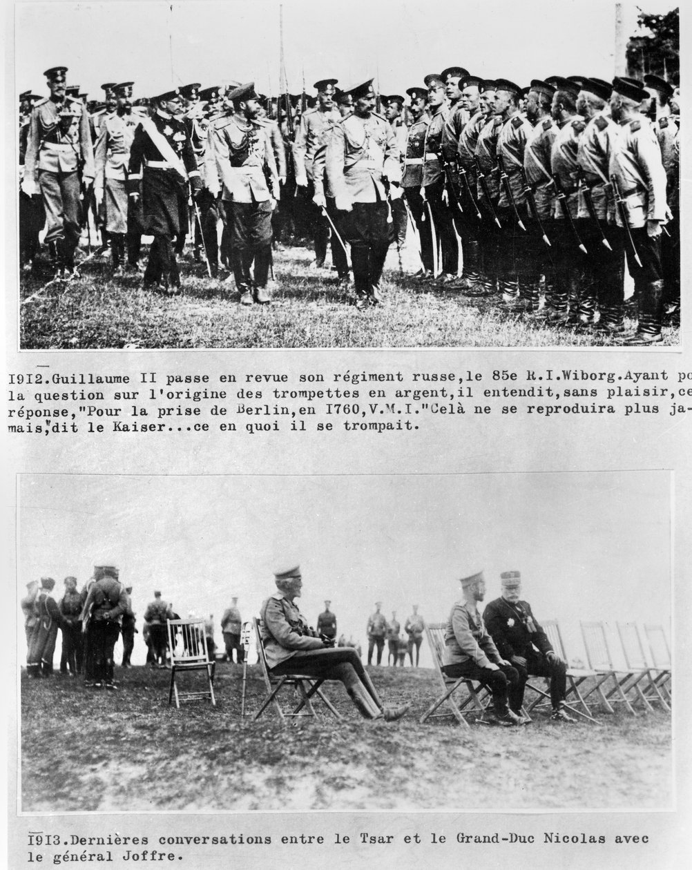 Ostatnie rozmowy cara z wielkim księciem Mikołajem II i generałem Joffre, 1913 autorstwa French Photographer