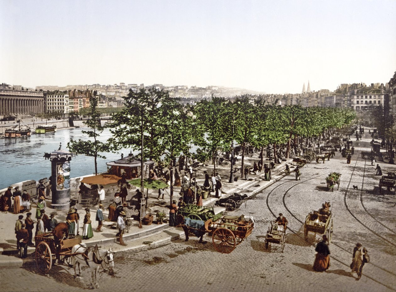 Targ Saint Antoine, Quay des Célestins, Lyon, ok. 1900 autorstwa French Photographer