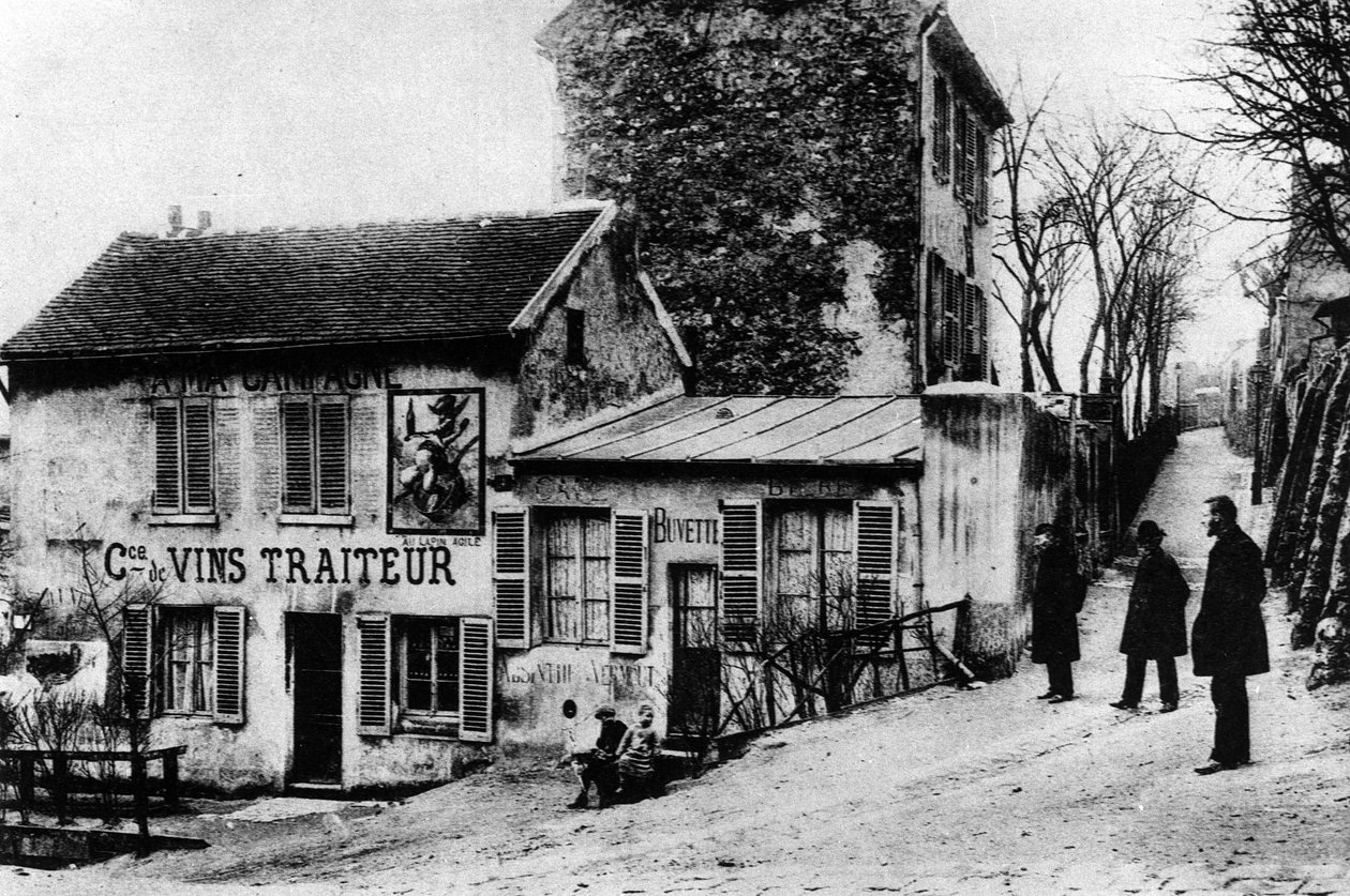 Paryż: cabaret des assassins, cabaret du Lapin Agile rue des Saules - fotografia, koniec XIX lub początek XX wieku autorstwa French Photographer