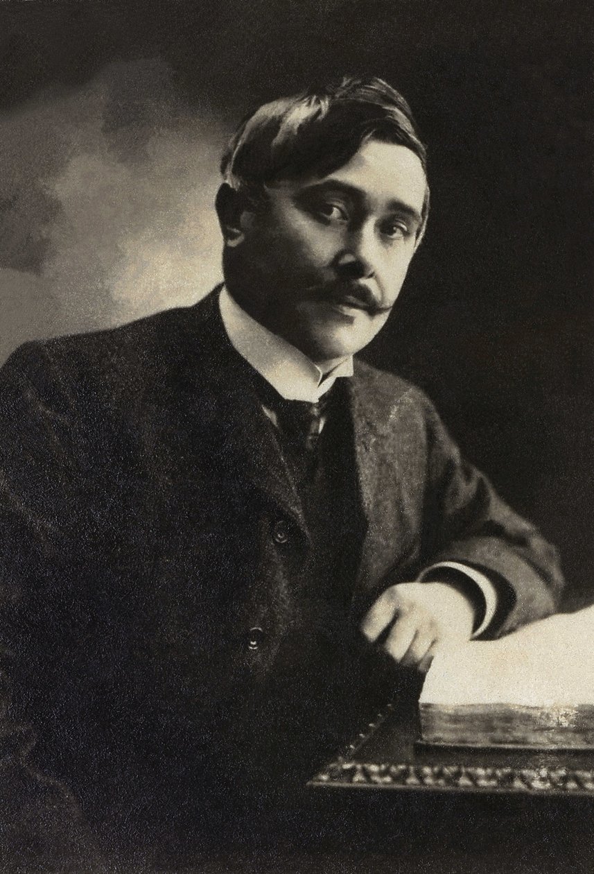 Portret Maurice Maeterlincka (1862-1949), dramaturga, eseisty, francuskojęzycznego poety belgijskiego. autorstwa French Photographer