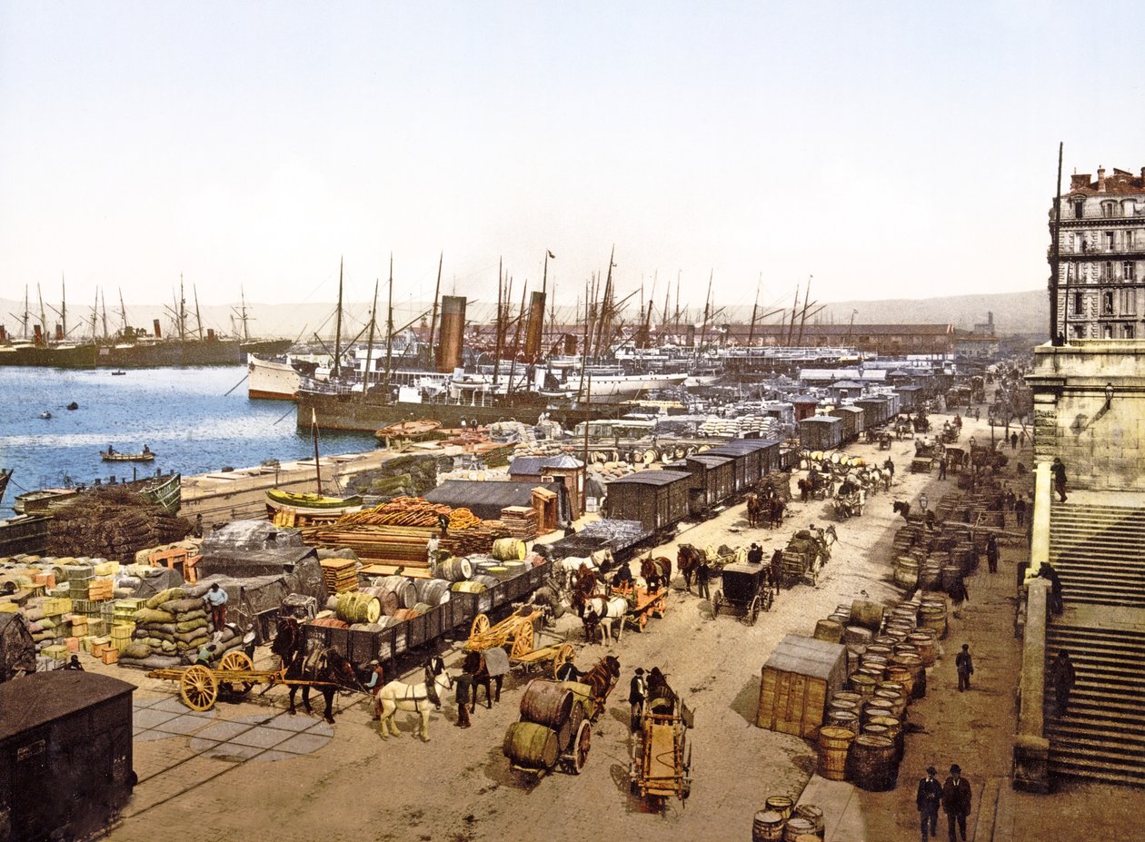 Quai de la Joliette, Marsylia, Francja, wyd. 1890-1900 autorstwa French Photographer