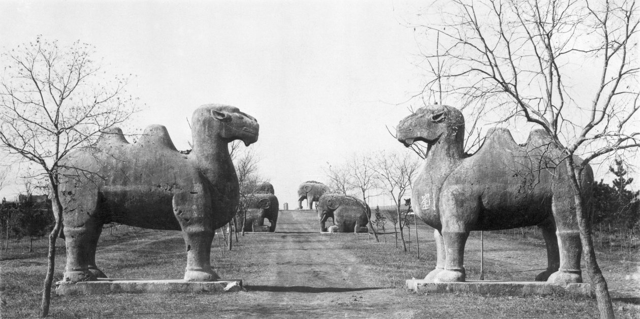 Święta ścieżka do grobu cesarza Ming Hongwu (1327-98) w Nanjing w Chinach autorstwa French Photographer