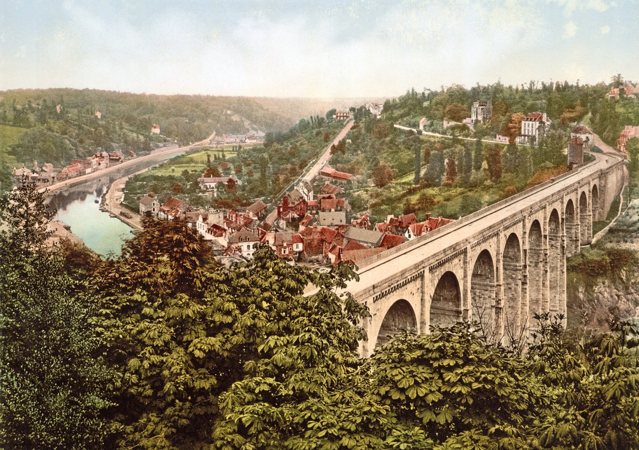 Wiadukt de Lanvallay, Dinan, Francja, 1890-1900 autorstwa French Photographer