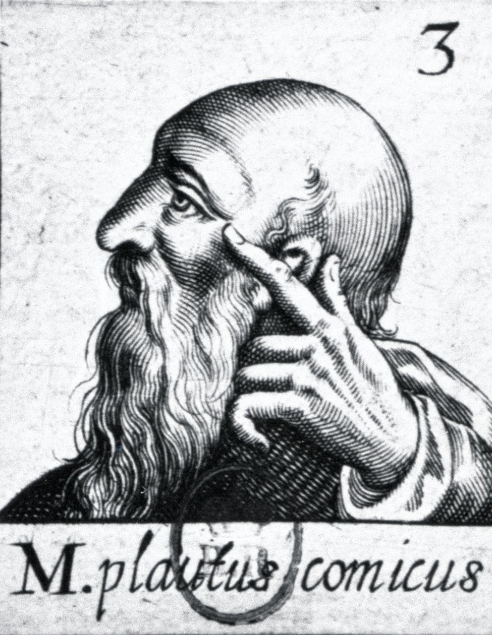 (zgodnie z ruchem wskazówek zegara od lewej) Portret Horacego (65-8 pne); portret Scypiona Emilianusa (Africanus Minor) (185-129 p.n.e.); portret Plauta (ok. 254-184 pne) (detal 84908) autorstwa French School