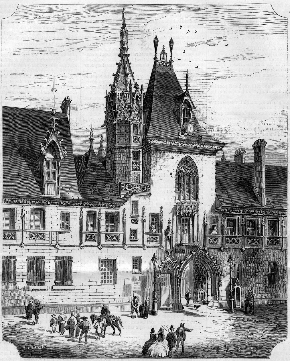 XV-wieczna architektura gotycka: fasada wewnętrznego dziedzińca domu Jacques Coeur (1395-1456), francuskiego kupca. Bourges, Cher (18) autorstwa French School
