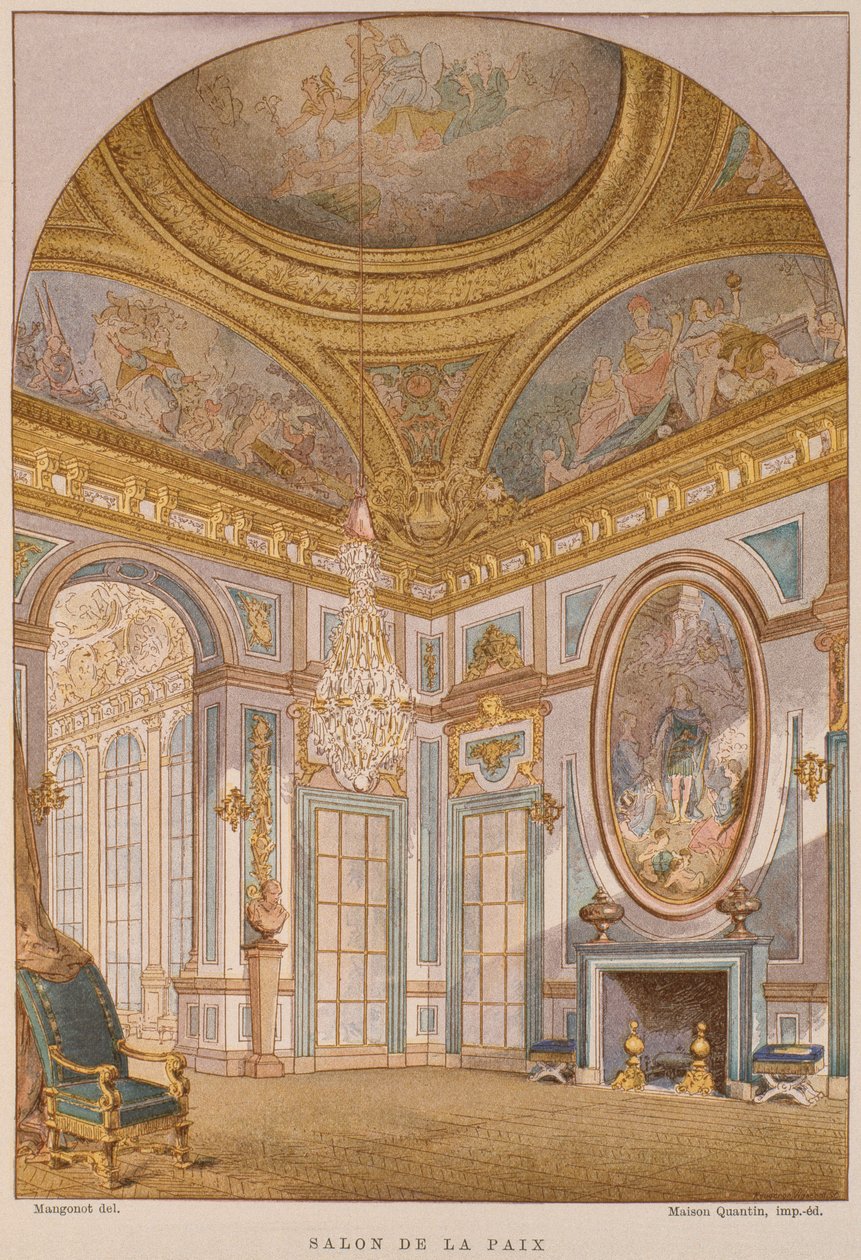 XVII-wieczny Salon de la Paix, Chateau de Versailles, ilustracja ze Słownika wyposażenia i dekoracji autorstwa Henry
