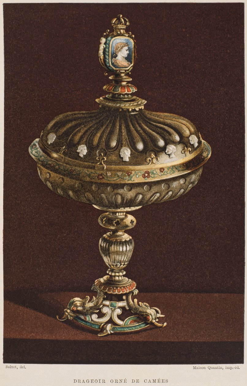 Słoik z XVII wieku z kameami, ilustracja z Dictionnaire de lameublement et de la decoration autorstwa Henry