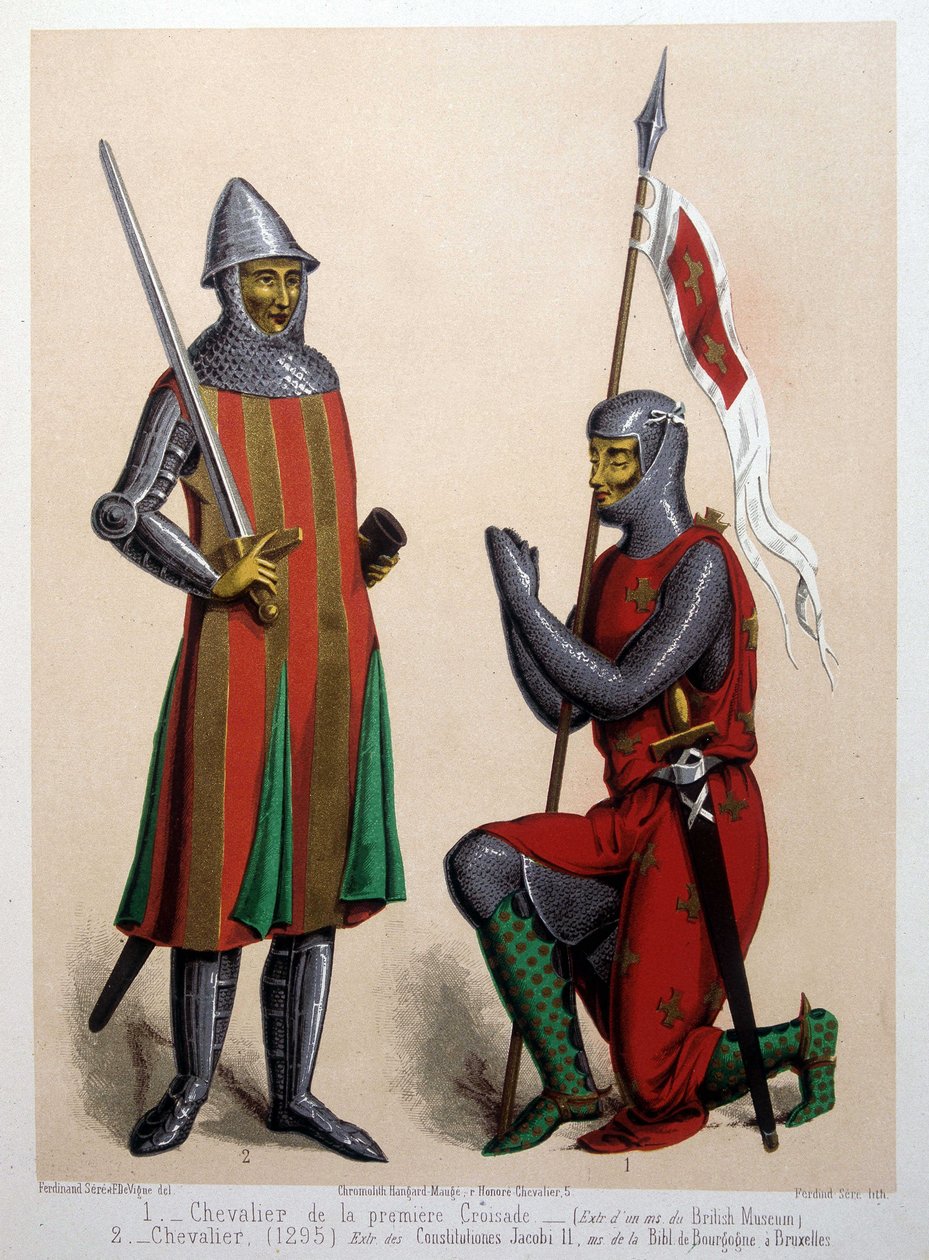 1. Kawaler I Krucjaty (1096); 2. Rycerz (1295) autorstwa French School