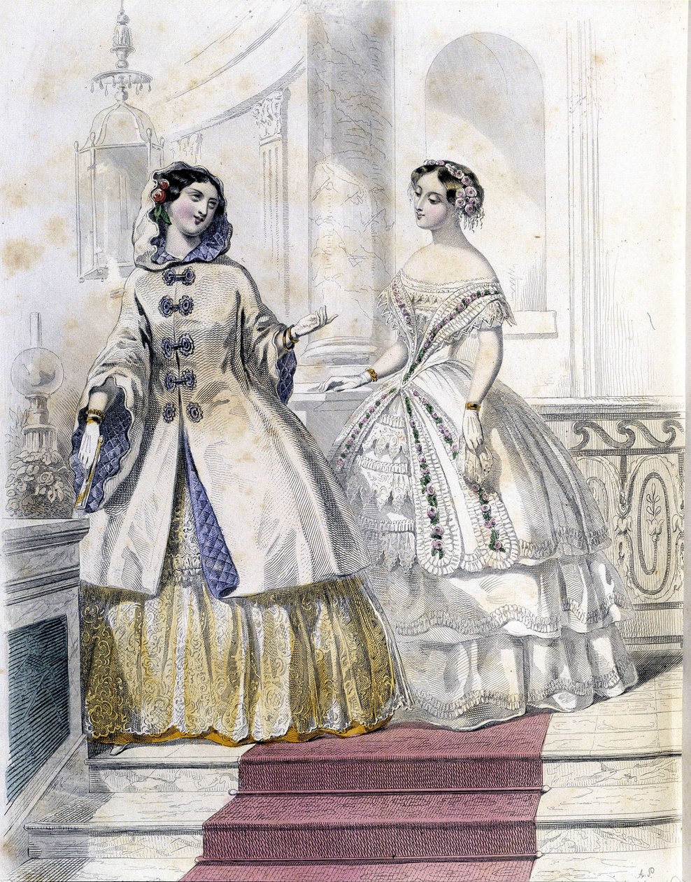 2 modne kobiety - w „Journal des Demoiselles” 1852. autorstwa French School