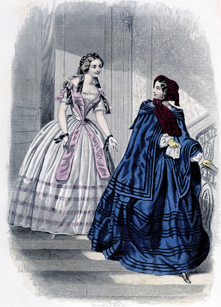 2 modne kobiety - w „Journal des Demoiselles” 1852. autorstwa French School