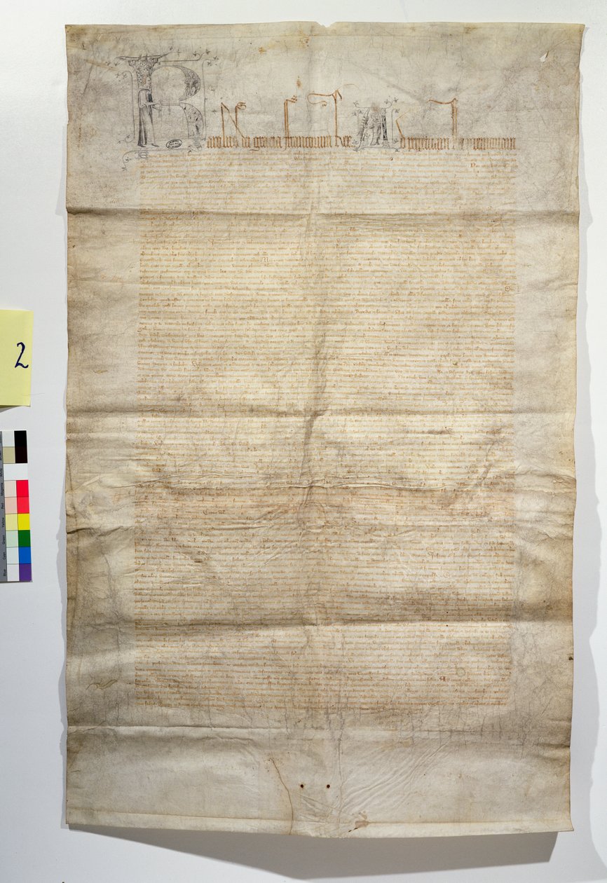 AE II 401 AB Statut Fundacji Kaplicy Królewskiej w Vincennes pod wezwaniem Trójcy Świętej, listopad 1379 autorstwa French School