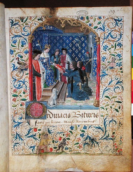 AE II 523 Wręczenie „Livre Ferre” królowi przez urzędników Cour des Comptes (welum) autorstwa French School