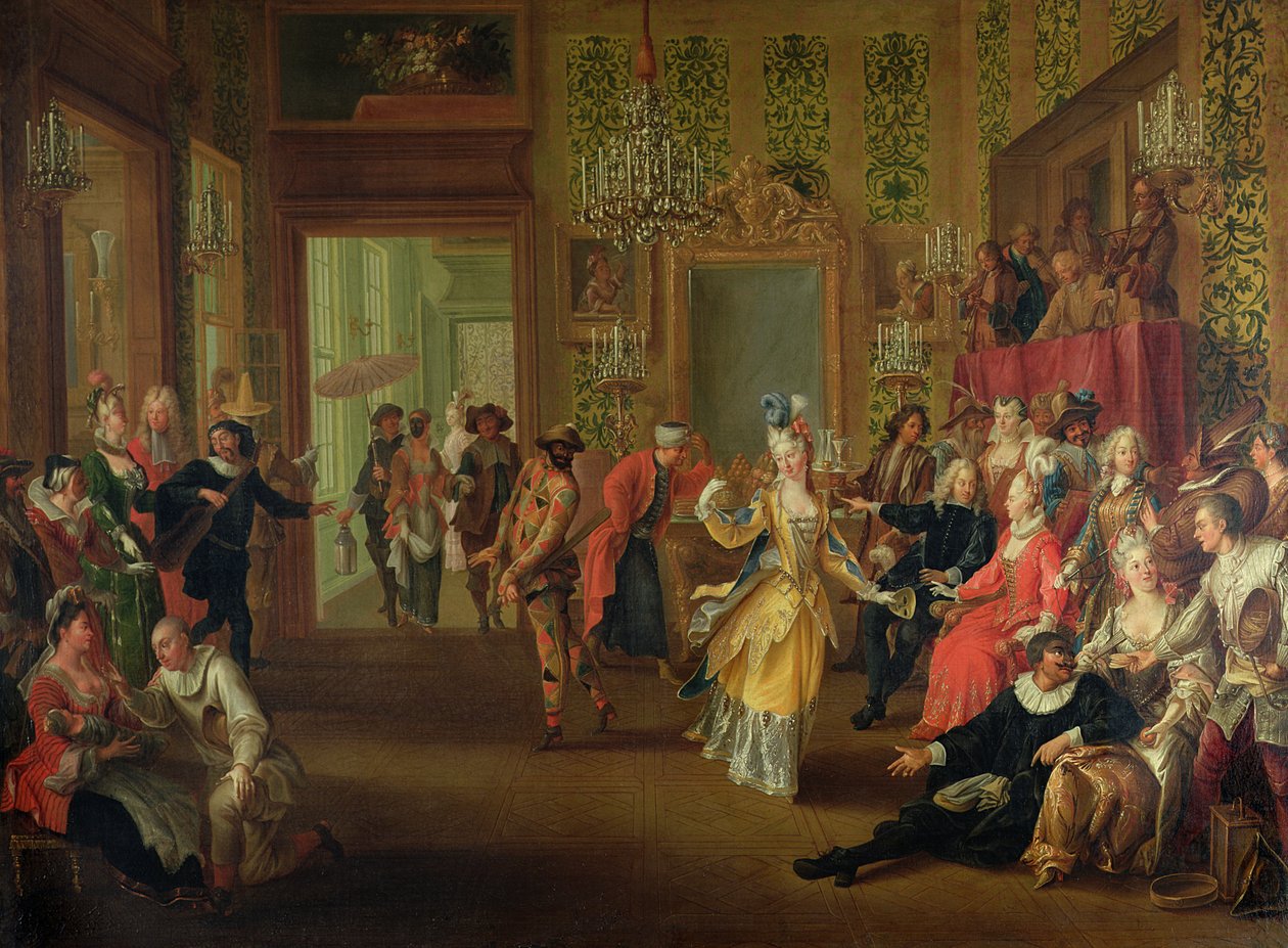 Bal Pare podczas karnawału, ok. 1710 autorstwa French School