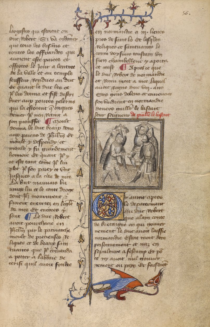 Bitwa między Wankelinem de Ferreres i Hugo de Montfort, ok. 1400-15 (tempera i złoty płatek na pergaminie) autorstwa French School