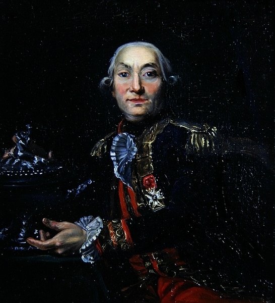 Capitaine de Vaisseau ze srebrną wazą (olej na desce) autorstwa French School