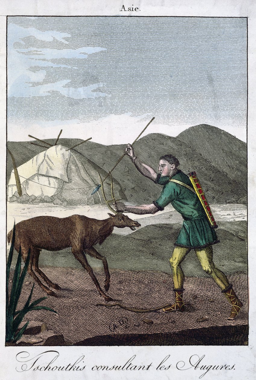 Czukocki szaman konsultujący się z Wyrocznią, 1811 r. autorstwa French School