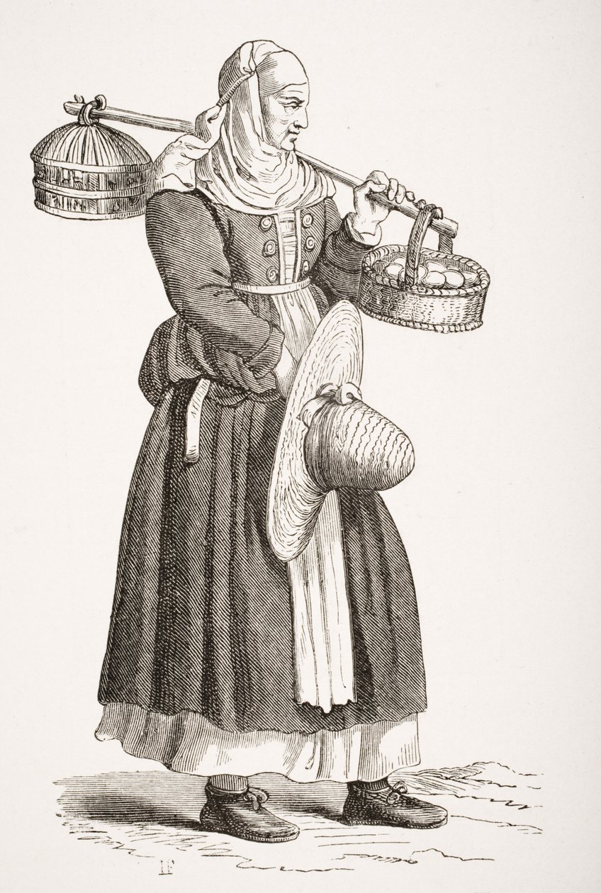 Handlarz jajkami, według XVI-wiecznego drzeworytu Cesare Vecellio (1521-1601) z 