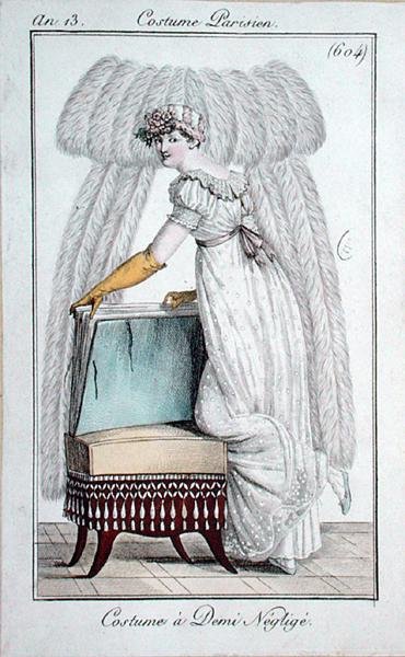 Demi-Neglige, modny talerz z „Costumes Parisiens” autorstwa French School