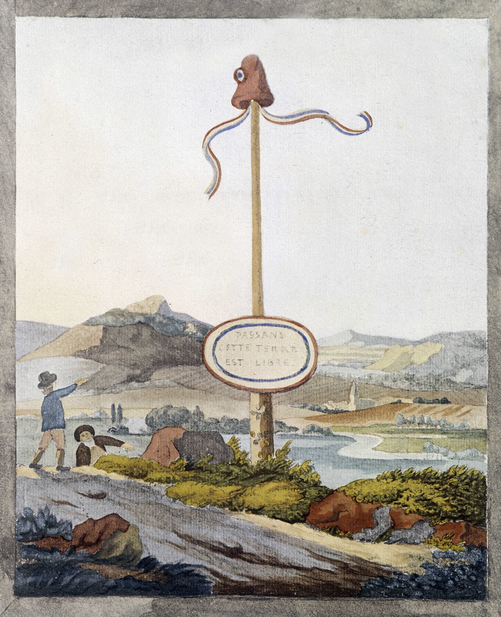 Granica francuska w czasie rewolucji 1789 r.: „Pasażerowie, ta ziemia jest wolna” autorstwa French School