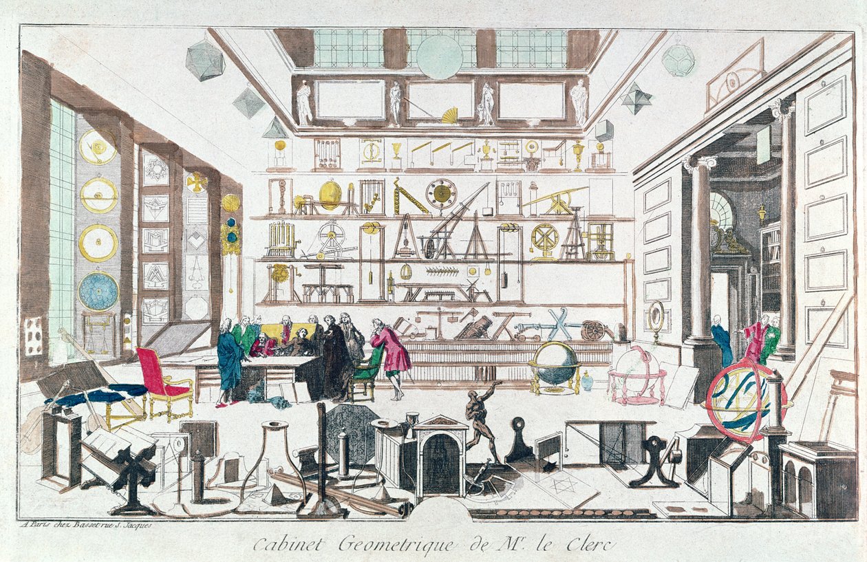 Studium geometrii, według Sebastiena Le Clerca, 1717 autorstwa French School