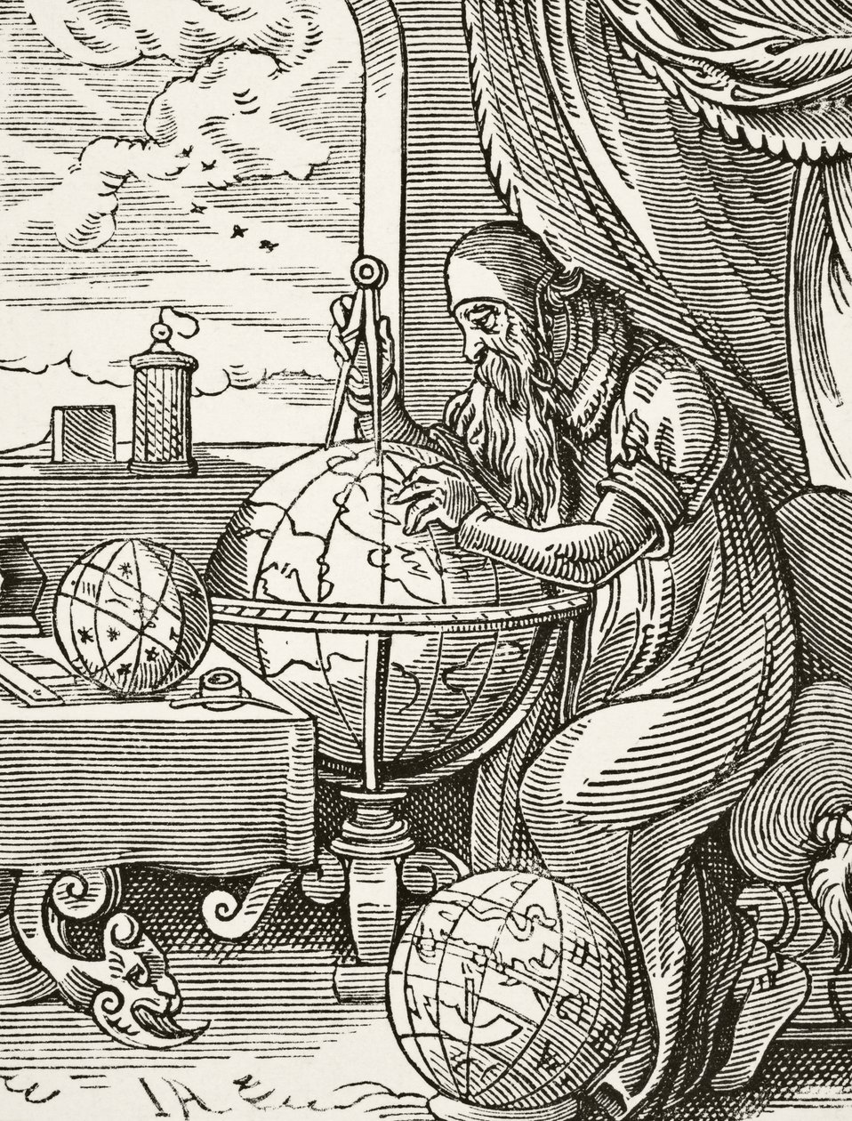 Niemiecki astronom i kosmograf, z Science and Literature in the Middle Ages Paula Lacroix (1806-84) opublikowany Londyn 1878 autorstwa French School