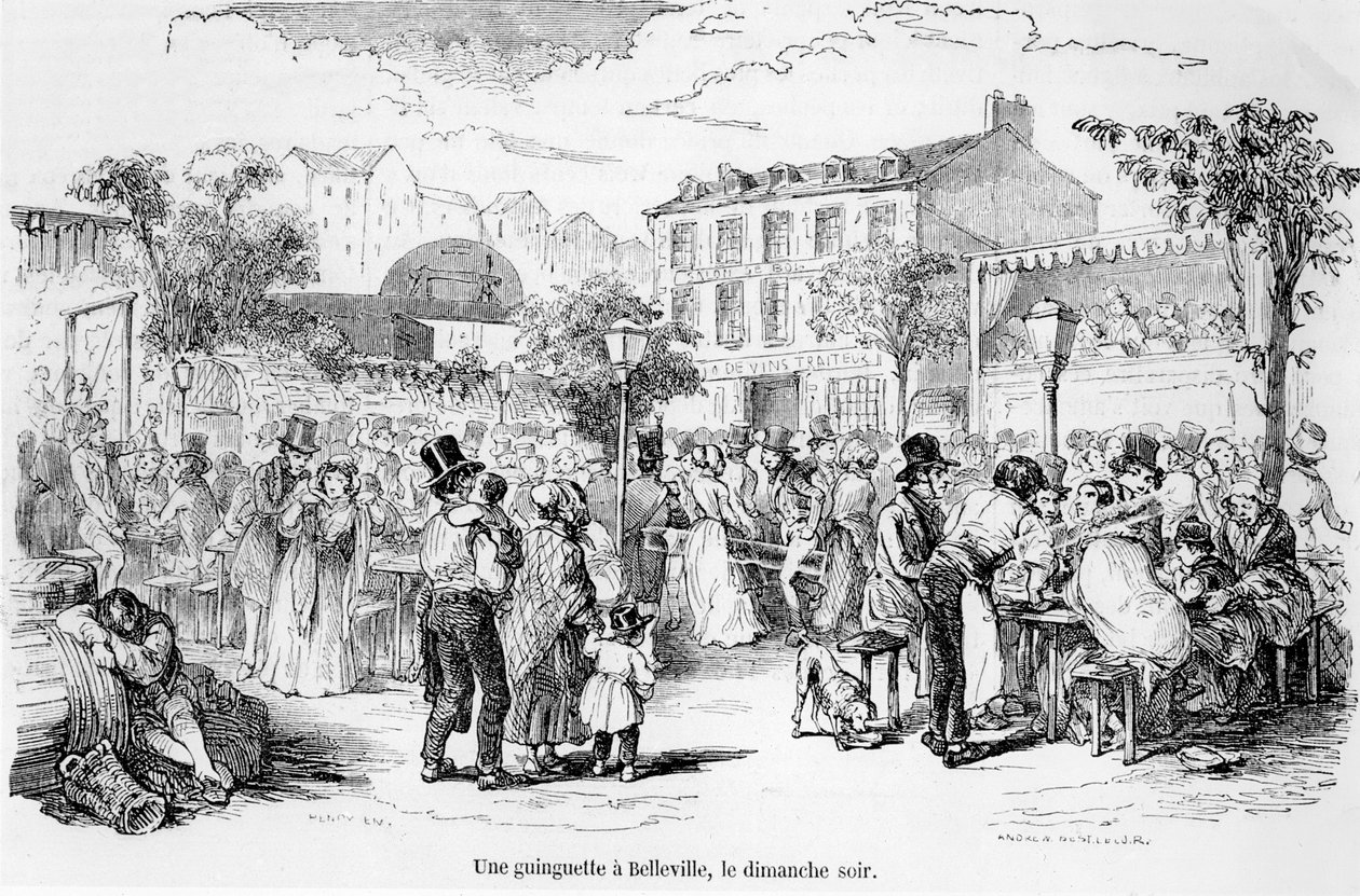 Guinguette w Belleville w niedzielny wieczór, z Tableau de Paris autorstwa Edmonda Auguste