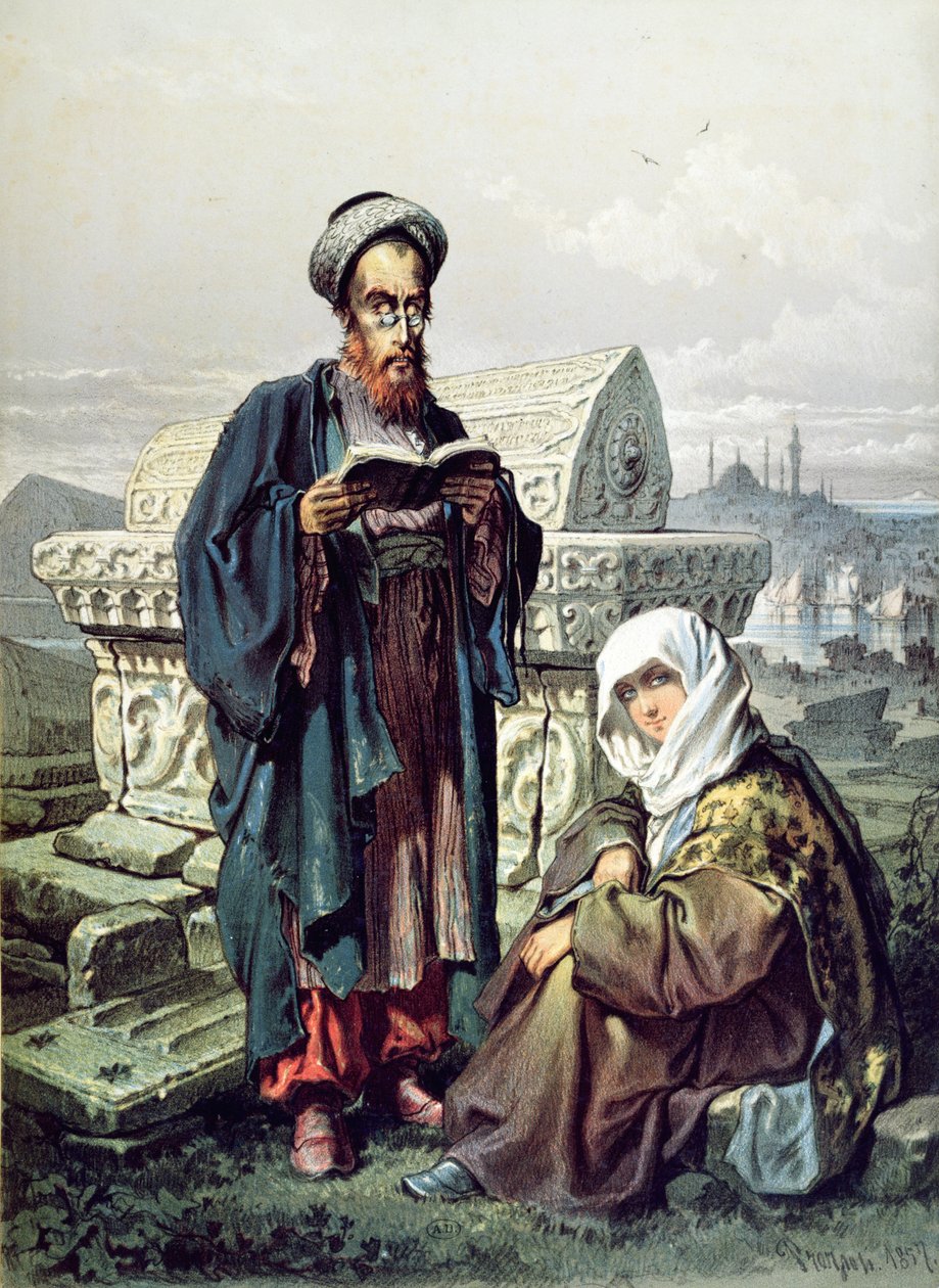 Para żydowska na cmentarzu w Konstantynopolu, 1857 autorstwa French School