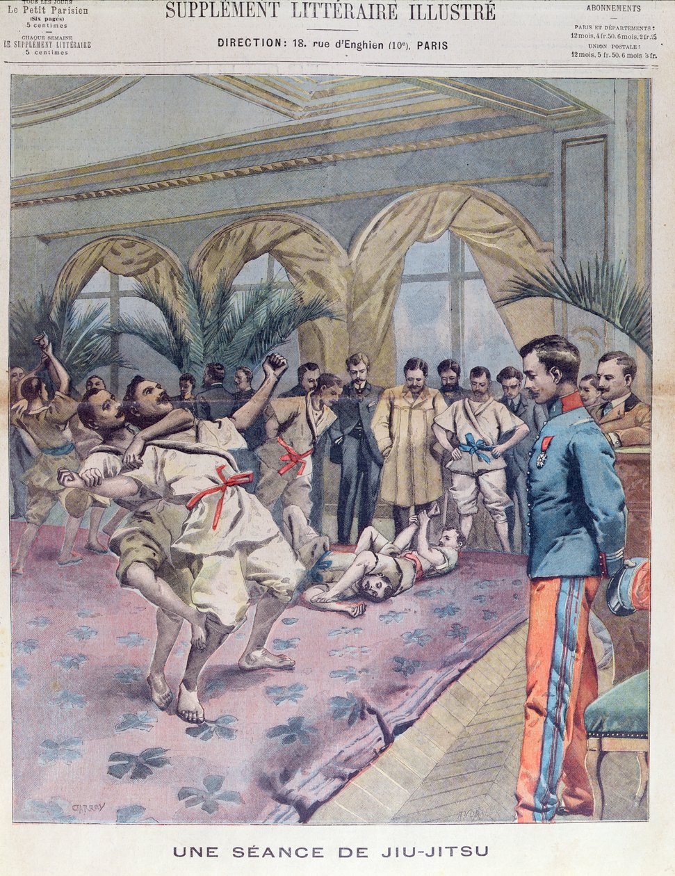 Sesja Jiu-Jitsu we Francji, ilustracja z Le Petit Parisien, 1905 autorstwa French School