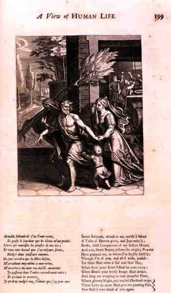 Człowiek zabrany na śmierć, ilustracja z „Widoku na ludzkie życie” z „Doktryny moralności” Marin Le Roy de Gomberville (1600-74), rycina Daret (rycina) autorstwa French School