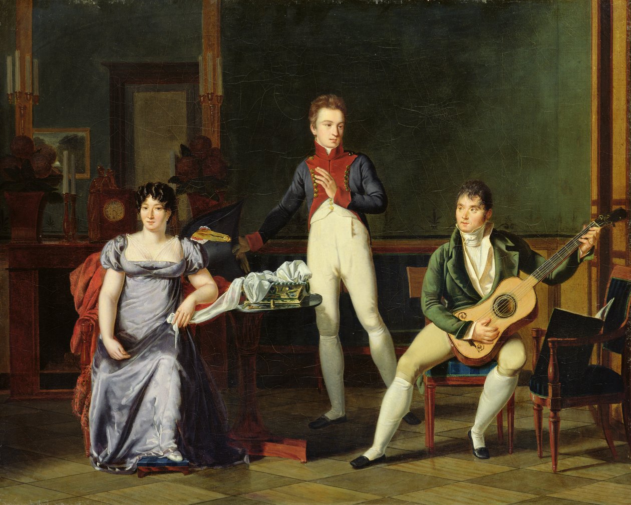 Muzyk i jego rodzina, prawdopodobnie Fernando Sor (1778-1839) autorstwa French School