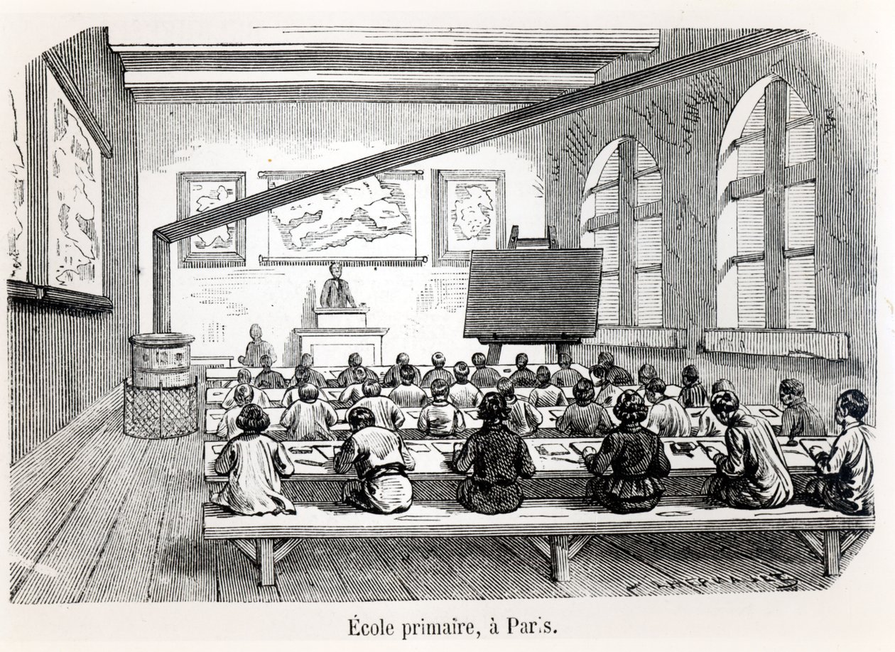 Szkoła Podstawowa w Paryżu, z Almanach du Magasin Pittoresque, 1975 autorstwa French School