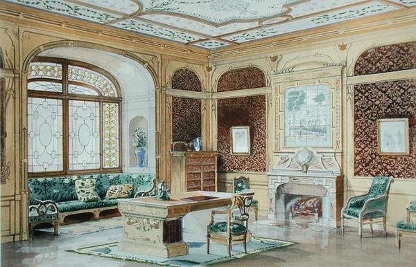 Studium, projekt dekoracyjny G. Remona, ilustracja w „Interieurs Modernes”, wydanie 1900 (kolor lito) autorstwa French School