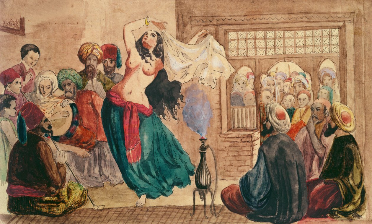 Kawiarnia Turecka, połowa XIX w. (wc na papierze) autorstwa French School