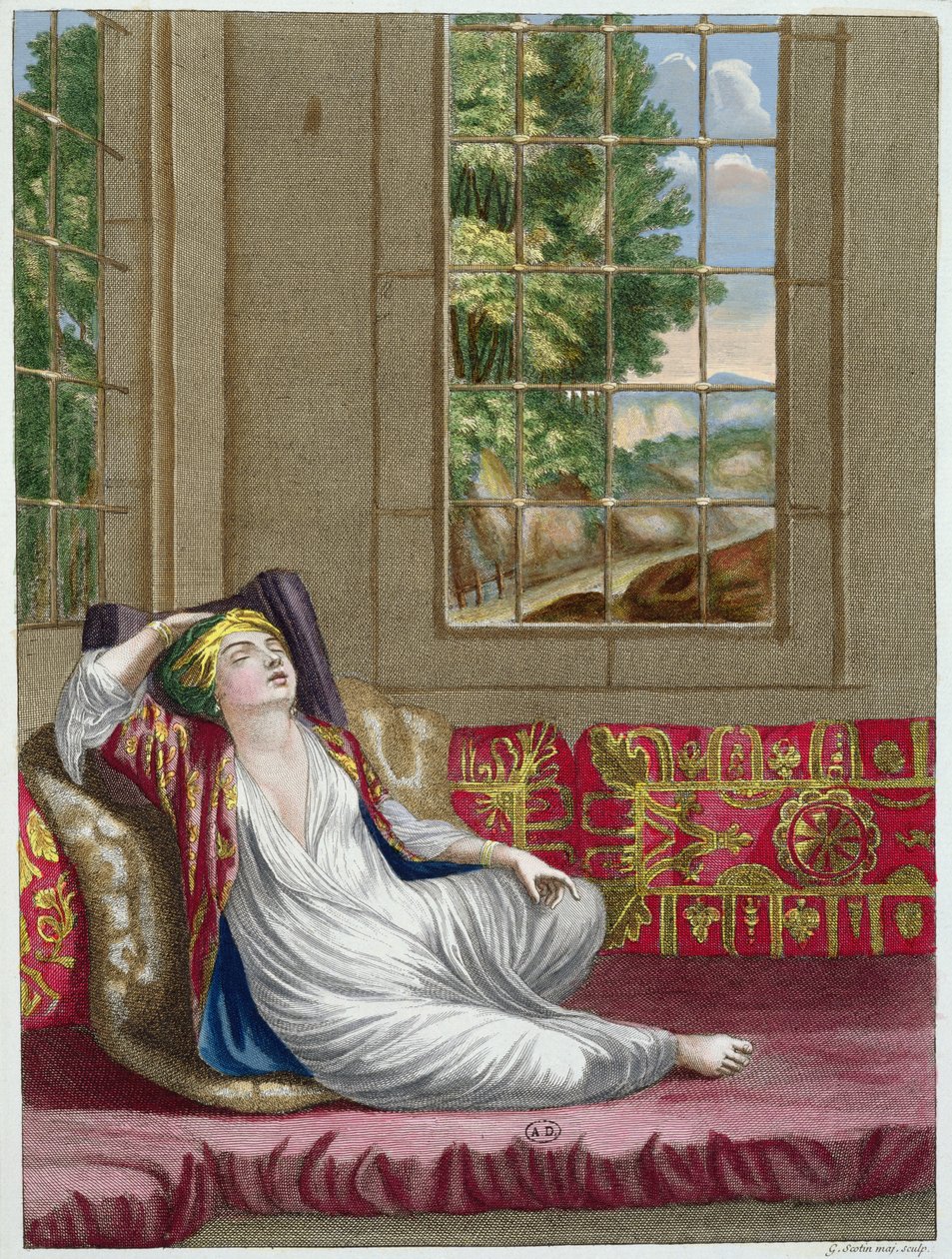 Turczynka, z Recueil dEstampes sur les Costumes du Levant, rycina Gerard Jean Baptiste Scotin (1671-1716) 1707-08 autorstwa French School