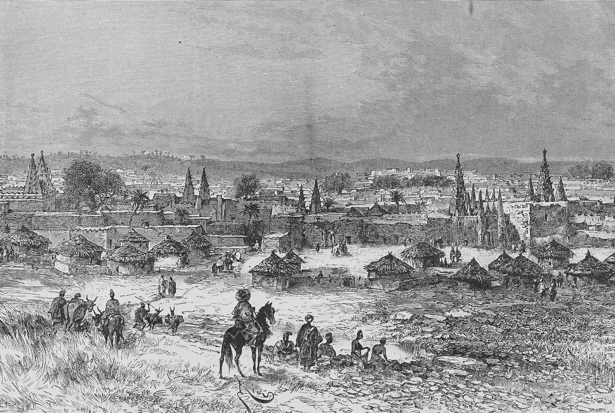 Widok Konga, ilustracja z "Du Niger au Golfe de Guinee...", Louis Gustave Binger, 1892 autorstwa French School