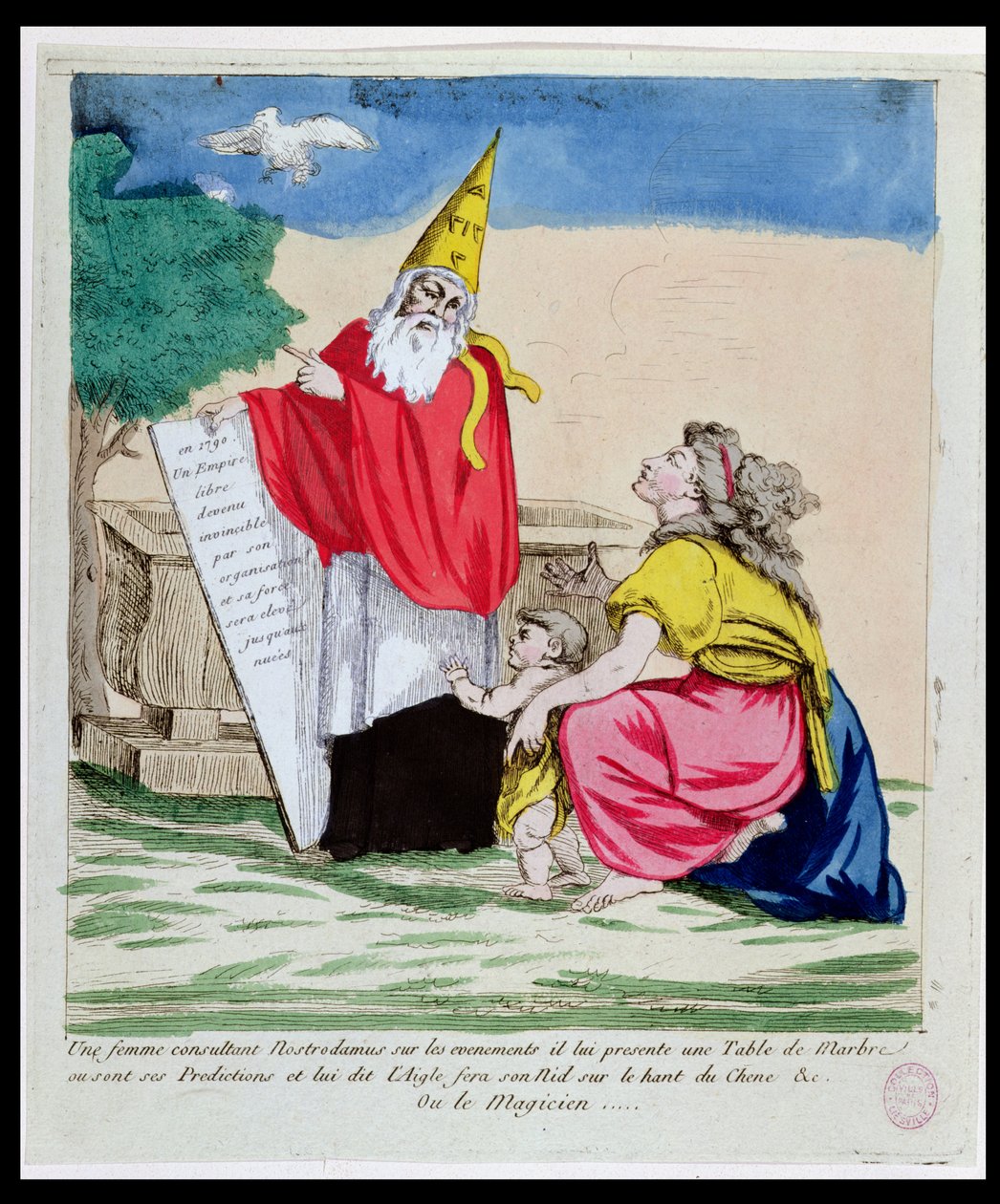 Kobieta konsultująca się z Michelem Nostradame (Nostradamus) (1503-66) styczeń 1790 autorstwa French School