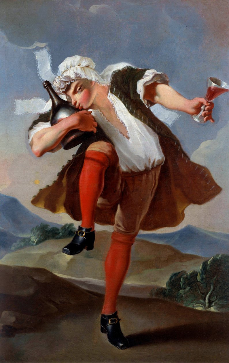 Dobry znak kupca wina. Obraz anonimowy około 1760 r. Nd. 0,98x0,66 m Paryż, Musee Carnavalet - butelka A La Bonne. Tablica szyldowa kupca wina. Obraz anonimowy ok. 1760 r. 0,98 x 0,66 m. Muzeum Carnavalet, Paryż autorstwa French School