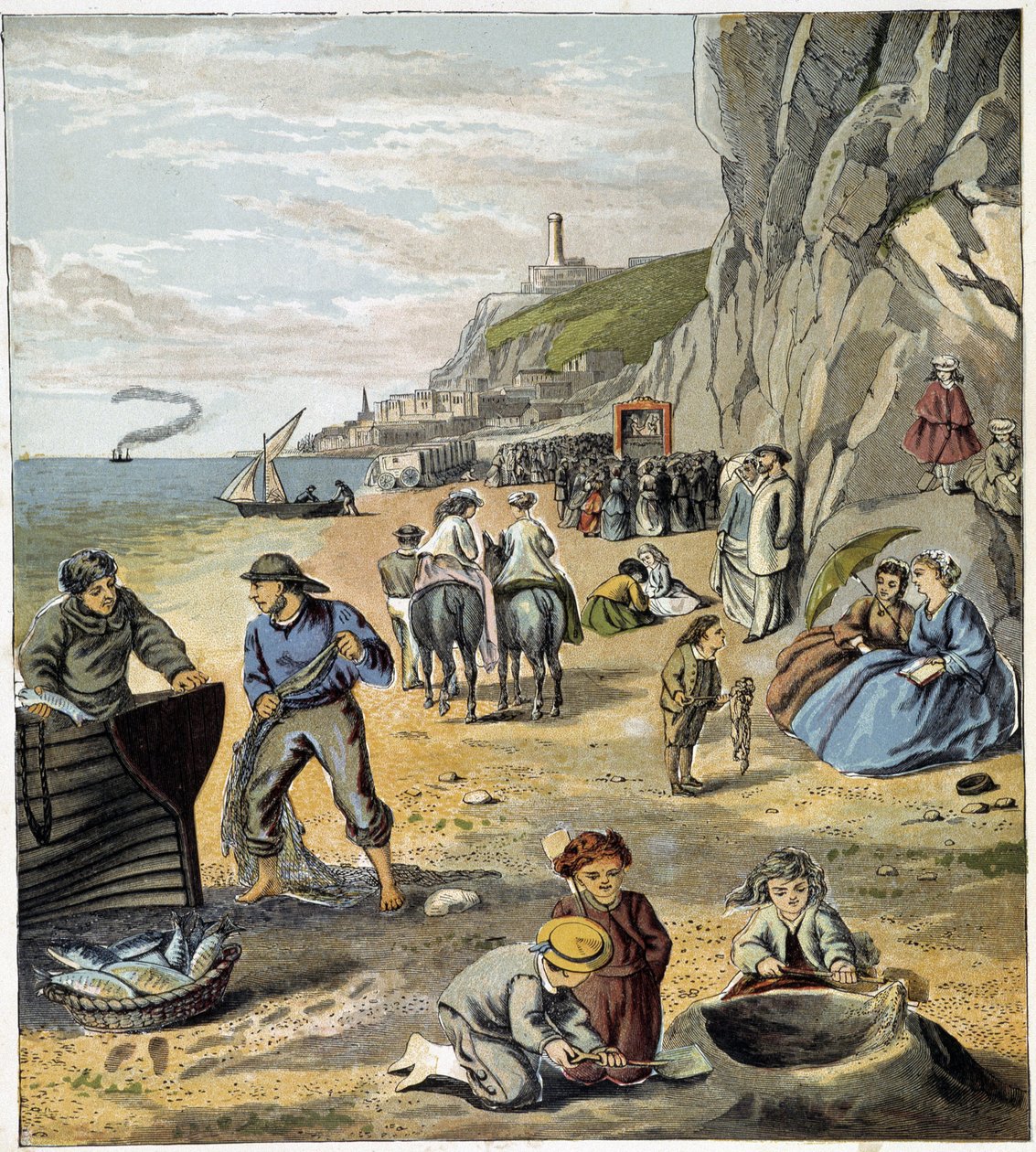 Na plaży - w „Sklepie małych dzieci: na wakacjach””, wyd. Toporek, b.d., ok. 1900 autorstwa French School