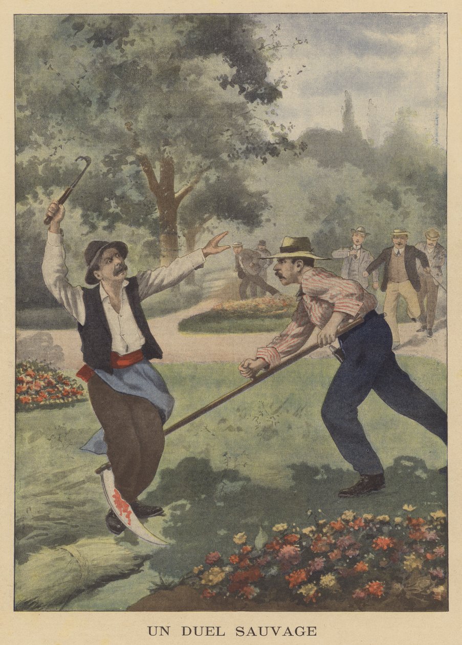 Dziki pojedynek (kolorowa litografia) autorstwa French School
