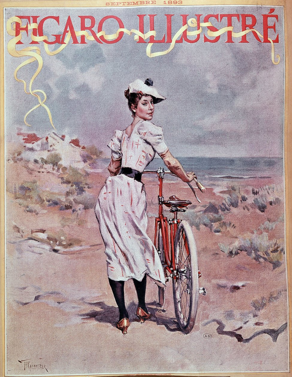 Kobieta na rowerze. Okładka „” Figaro ilustrowany”” autorstwa French School